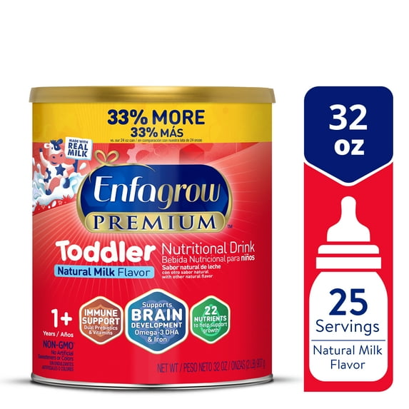 Enfagrow Premium Toddler Milk Nutritional Drink, Enfagrow Toddler Drink, Try Our Brain-Supporting Trio, 32oz Can