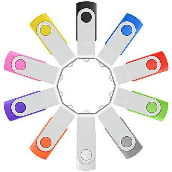 Enfain 8GB USB Thumb Drives Bulk 10 Pack, to Share Photos Videos with Family & Friends (10 Assorted Colors)