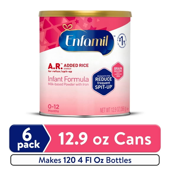 Enfamil A.R. Powder Baby Formula, Reduces Frequent Spit-Up, 12.9 oz Can, 6 count