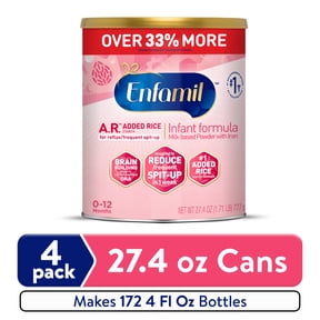 Enfamil A.R. Powder Baby Formula, Reduces Frequent Spit-Up, 27.4 oz Can, 4 count