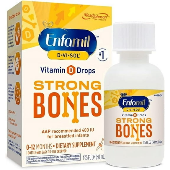 Enfamil Baby Vitamin D-Vi-Sol Liquid Vitamin D Drops, Supports Strong Teeth & Bone Development, 50mL Bottle