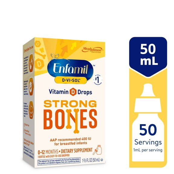 Enfamil D-Vi-Sol Vitamin D Supplement Drops for Infants, 50 mL dropper bottle