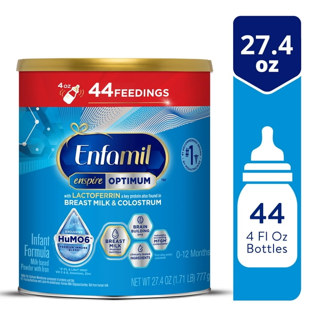 Enfamil Enspire Optimum Baby Formula, with Immune-Supporting Lactoferrin found in Colostrum, Our Closest Formula to Breast Milk, Dual Prebiotics, Infant Formula Powder, Baby Milk, 27.4 Oz