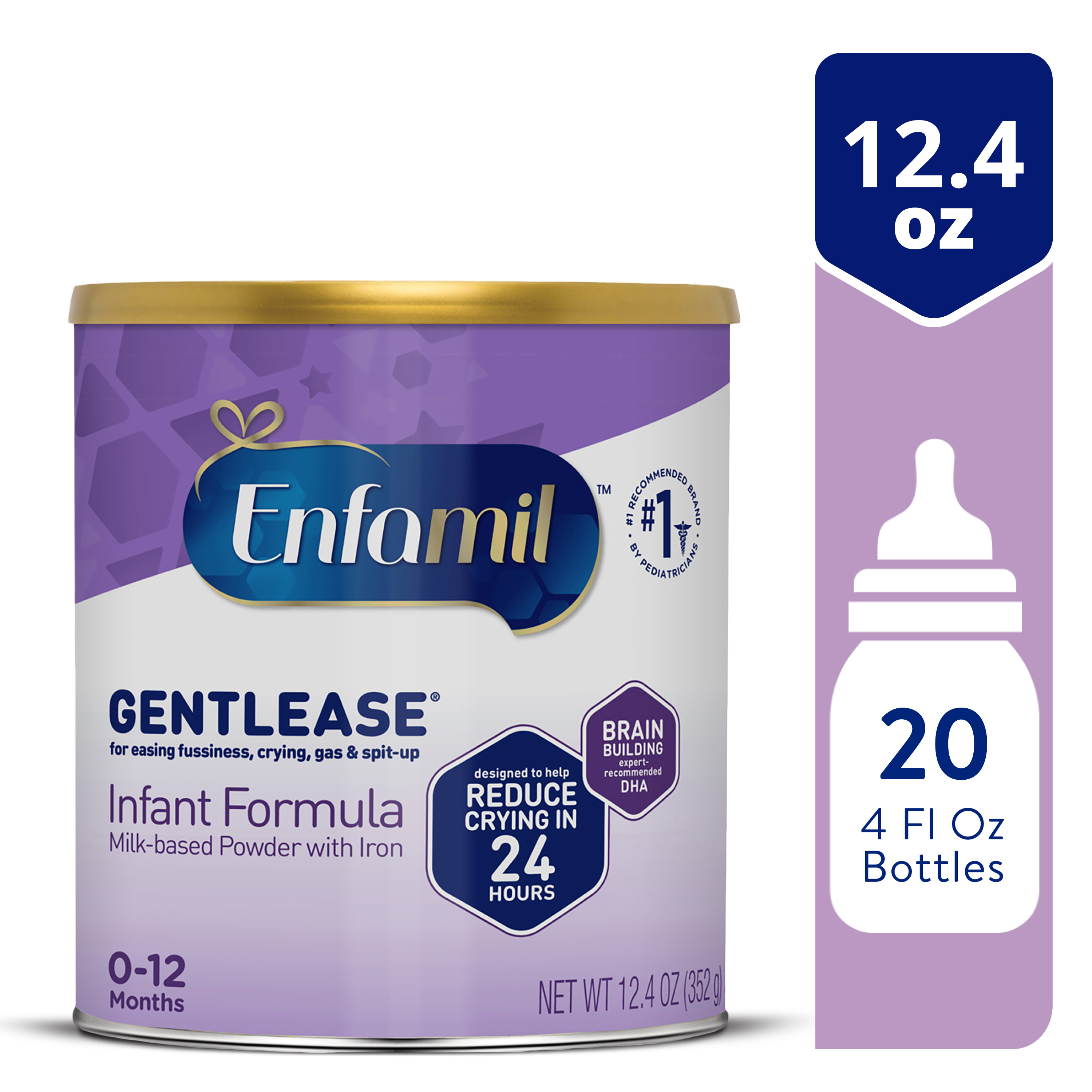 Enfamil Gentlease Baby Formula, Clinically Proven to Reduce Fussiness, Crying, Gas & Spit-up in 24 hours, Brain-Building Omega-3 DHA & Choline, Baby Milk, 12.4 Oz Powder Can​ - image 1 of 12