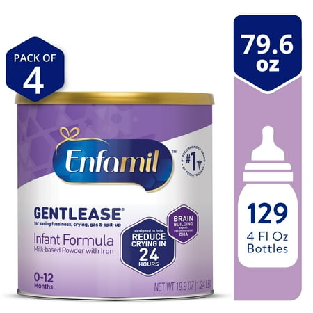 Enfamil Gentlease Powder Baby Formula with Iron, 19.9 oz, 4 count