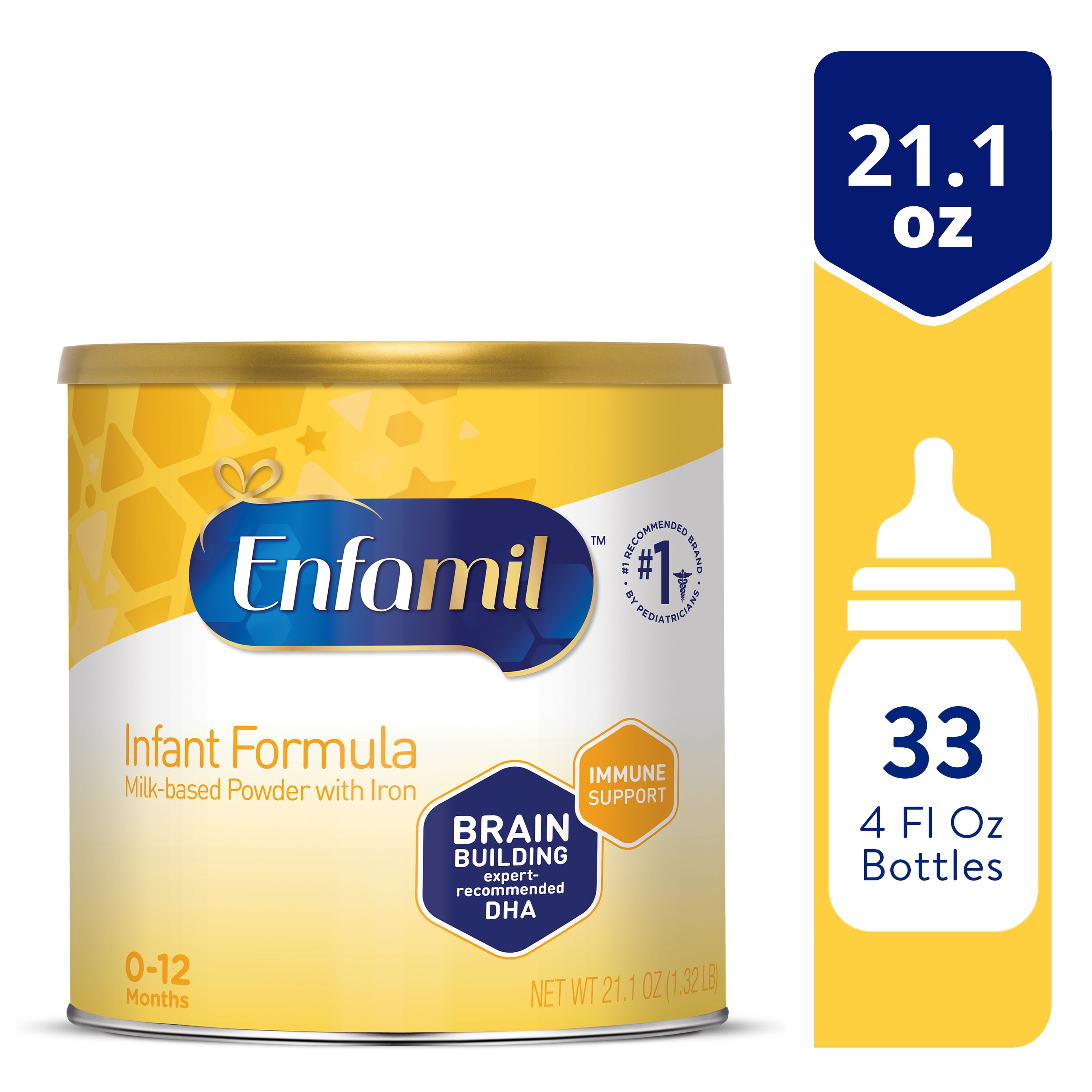 Enfamil Infant Formula, Milk-based Baby Formula with Iron, Brain-Building Omega-3 DHA &amp; Choline, Dual Prebiotic Blend for Immune Support, Baby