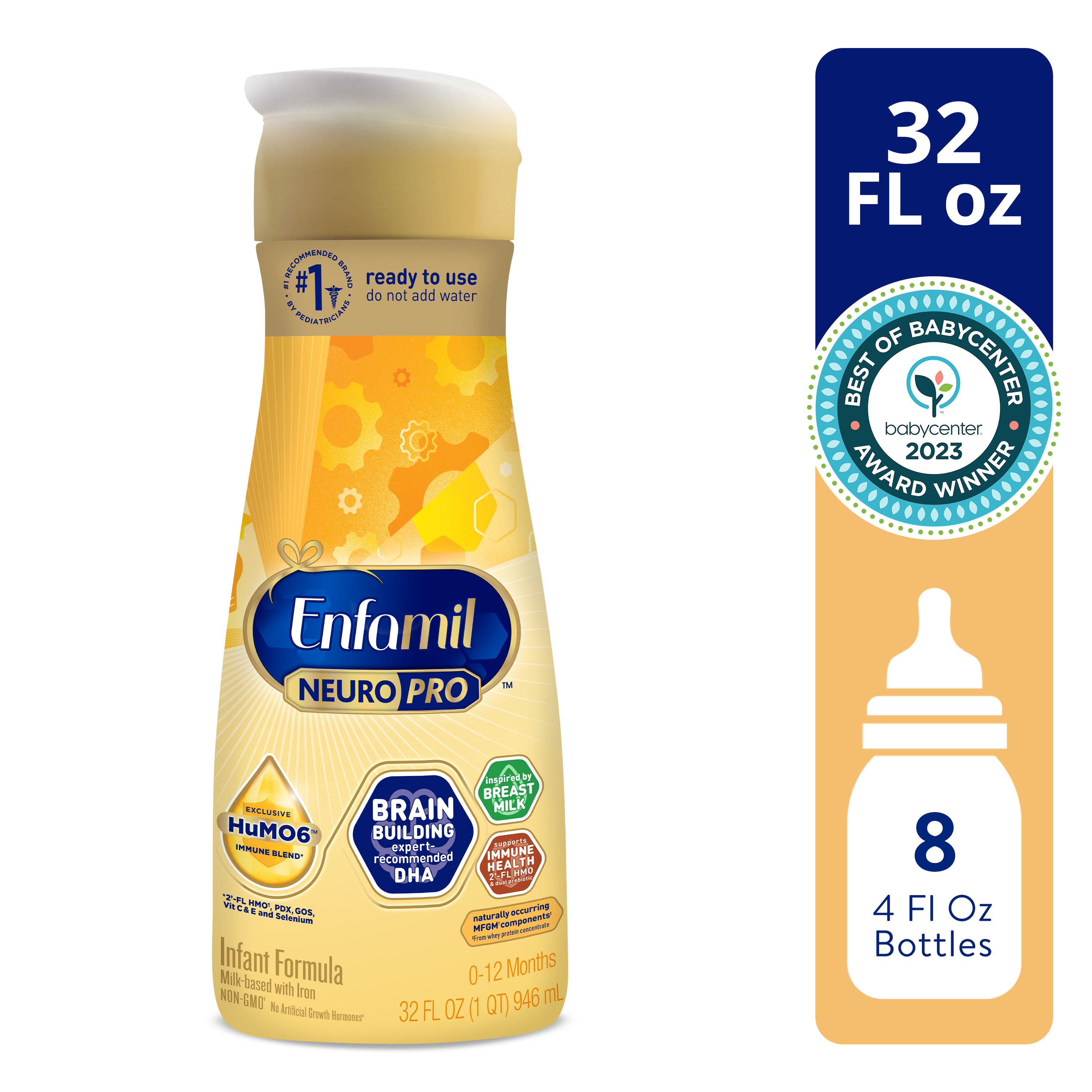Enfamil NeuroPro Baby Formula, Milk-Based Infant Nutrition, MFGM* 5-Year Benefit, Expert-Recommended Brain-Building Omega-3 DHA, Exclusive HuMO6 Immune Blend, Non-GMO, 32 ​Fl Oz - image 1 of 13