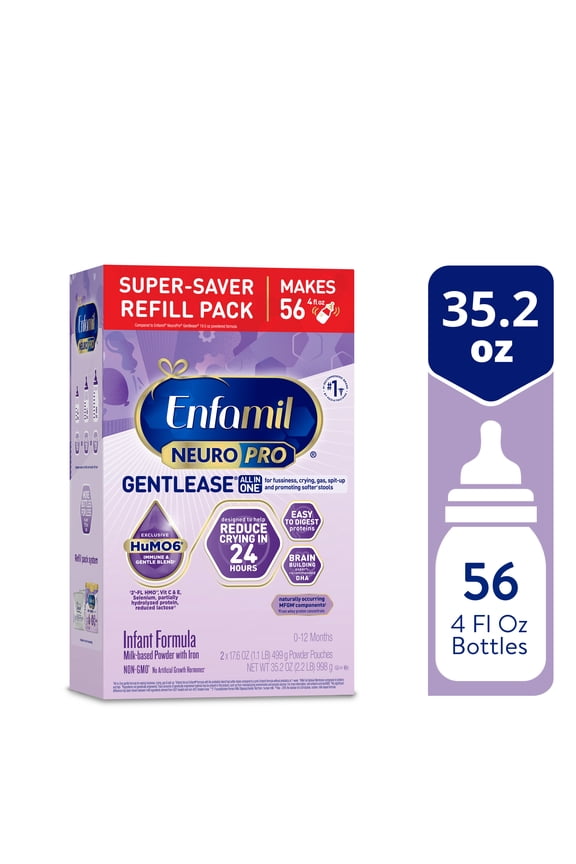 NeuroPro Gentlease Baby Formula for Easing Fussiness, Gas, Spit-up in 24 Hrs, 35.2 Oz Box