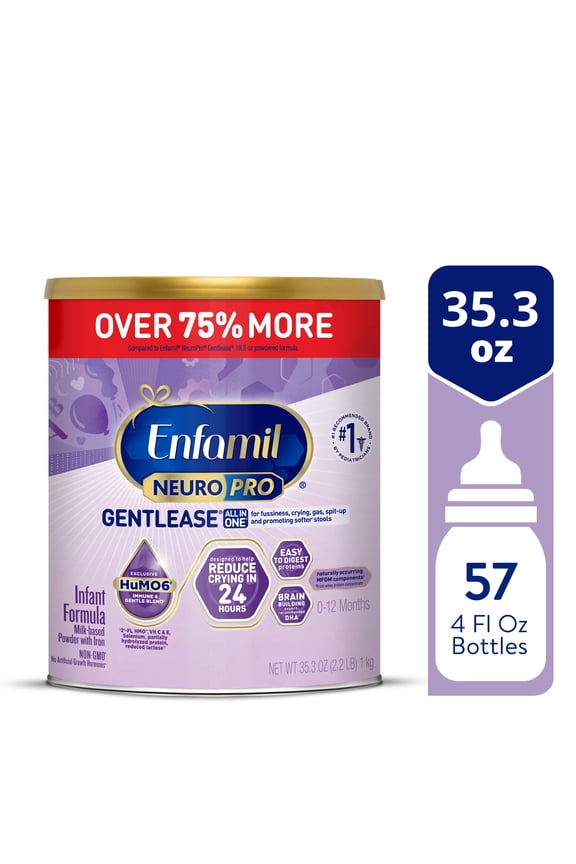 NeuroPro Gentlease Baby Formula for Easing Fussiness, Gas, Spit-up in 24 Hrs, 35.3 Oz XL Value Can