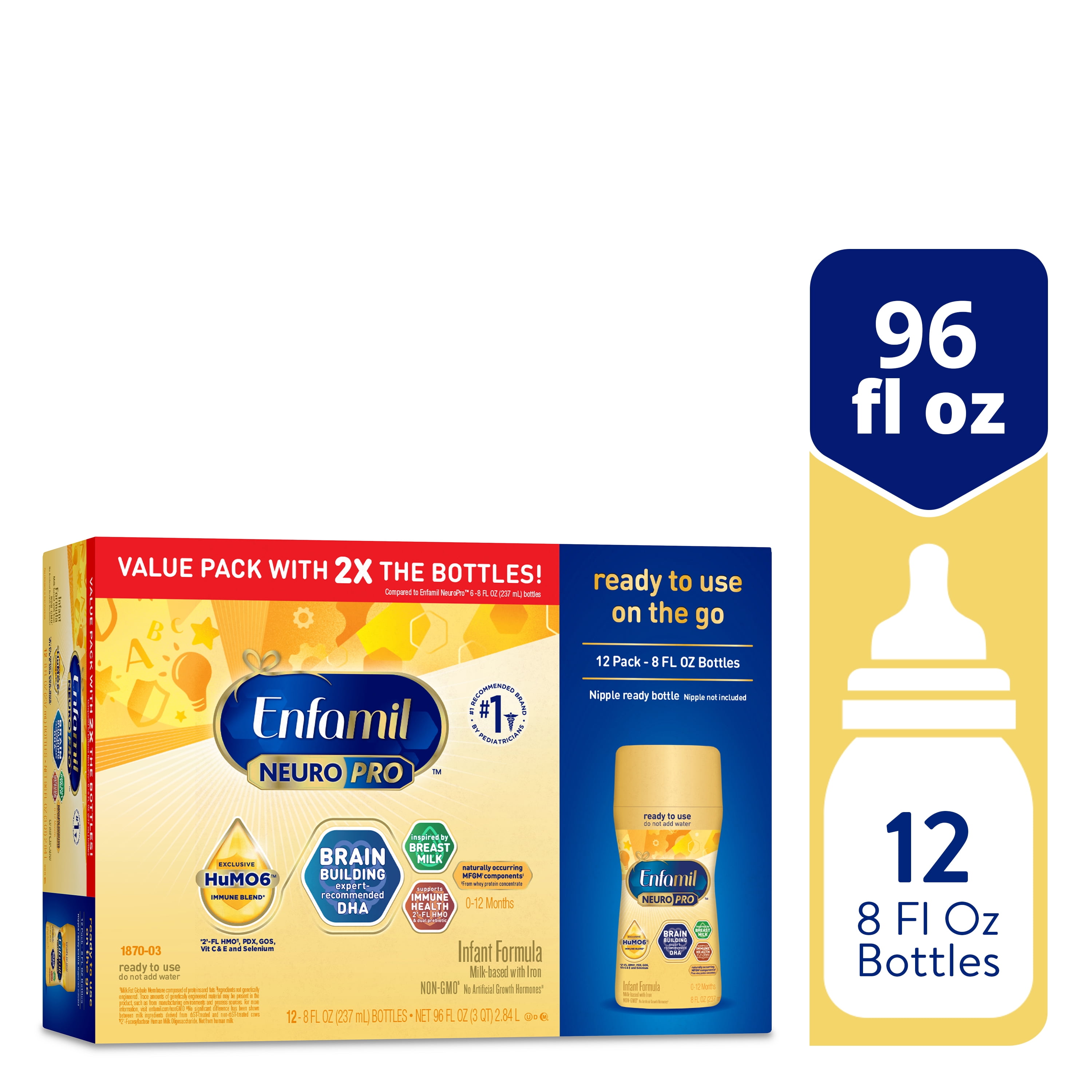 Enfamil NeuroPro Liquid Baby Formula, MFGM* 5-Year Benefit, Exclusive HuMO6 Immune Blend, 8 ​Fl Oz, 12 Count