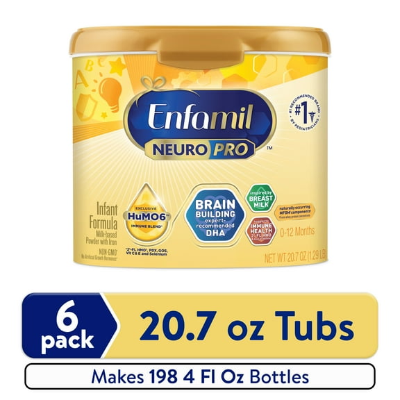 Enfamil NeuroPro Powder Baby Formula for Brain Support, 20.7 oz​ Tub, Pack of 6