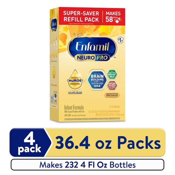 Enfamil NeuroPro Baby Formula, Brain Building Duo DHA & MFGM, Infant Formula Powder, 145.6 Oz Box