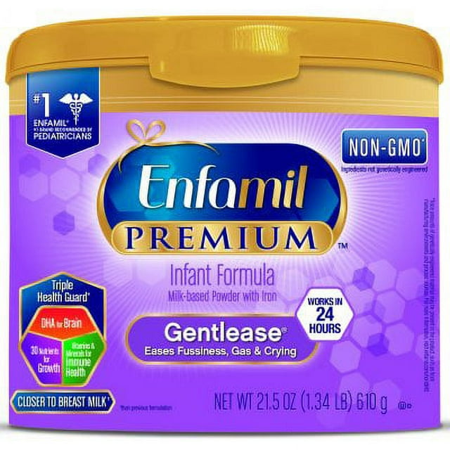 Enfamil PREMIUM Gentlease GMO-Free Powder Baby Formula, 21.5 oz Tub