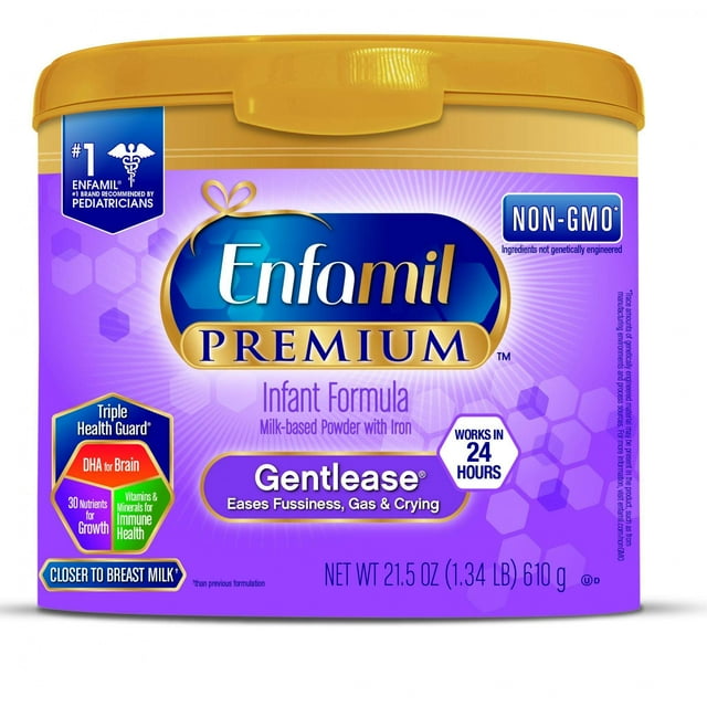 Enfamil PREMIUM Gentlease Gentle Infant Formula (4 Count) Powder, 21.5