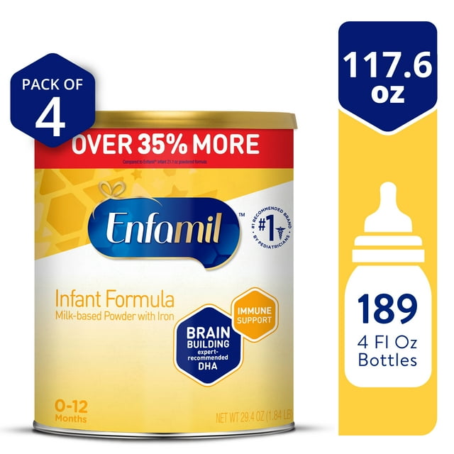 Enfamil Powder Baby Formula, Milk-based Baby Formula with Iron, Omega-3 DHA & Choline,​ 117.6 Oz Can​