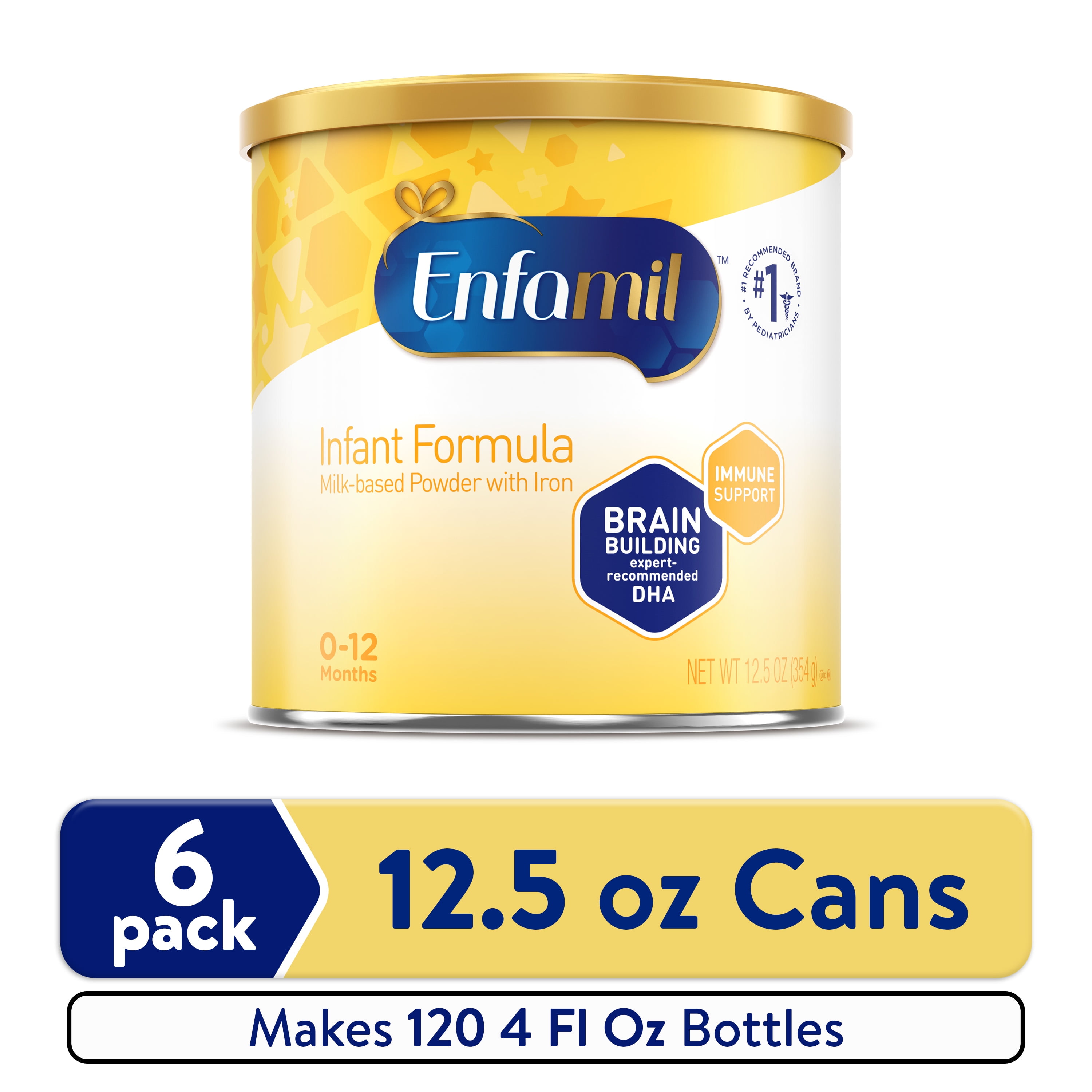 Enfamil Powder Baby Formula with Iron, 12.5 oz Can, 6 count