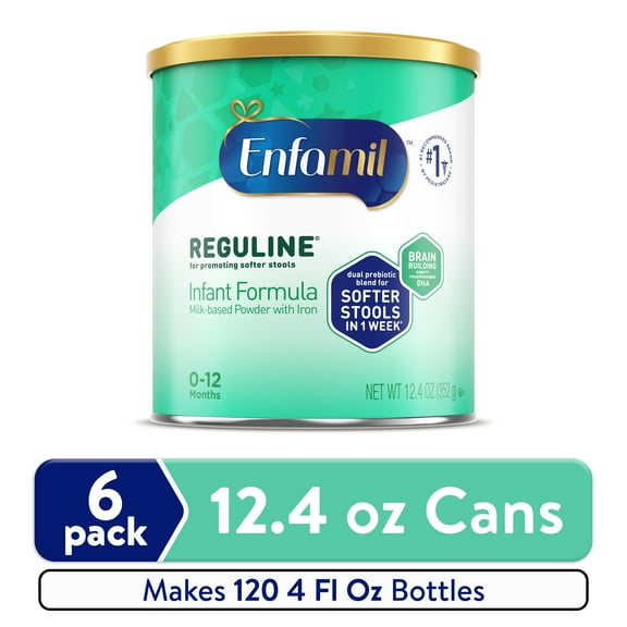 Enfamil Reguline Powder Baby Formula, Promotes Soft Stools, 12.4 oz Can, 6 count