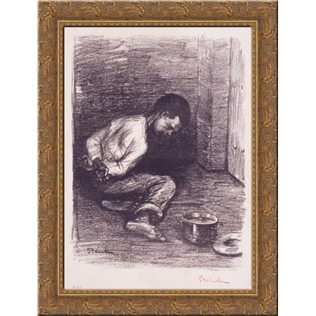 Enfant Martyr 24x18 Gold Ornate Wood Framed Canvas Art by Theophile Steinlen