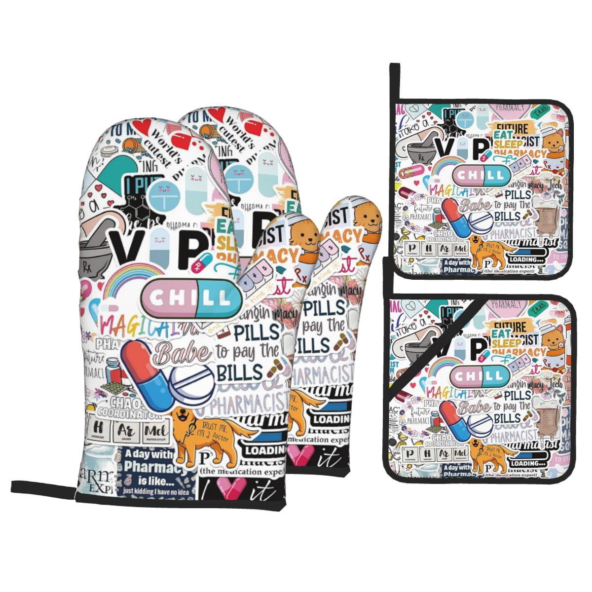 Enfermera En Apuros Doctor Nurse Oven Mitts and Pot Holders Set Heat