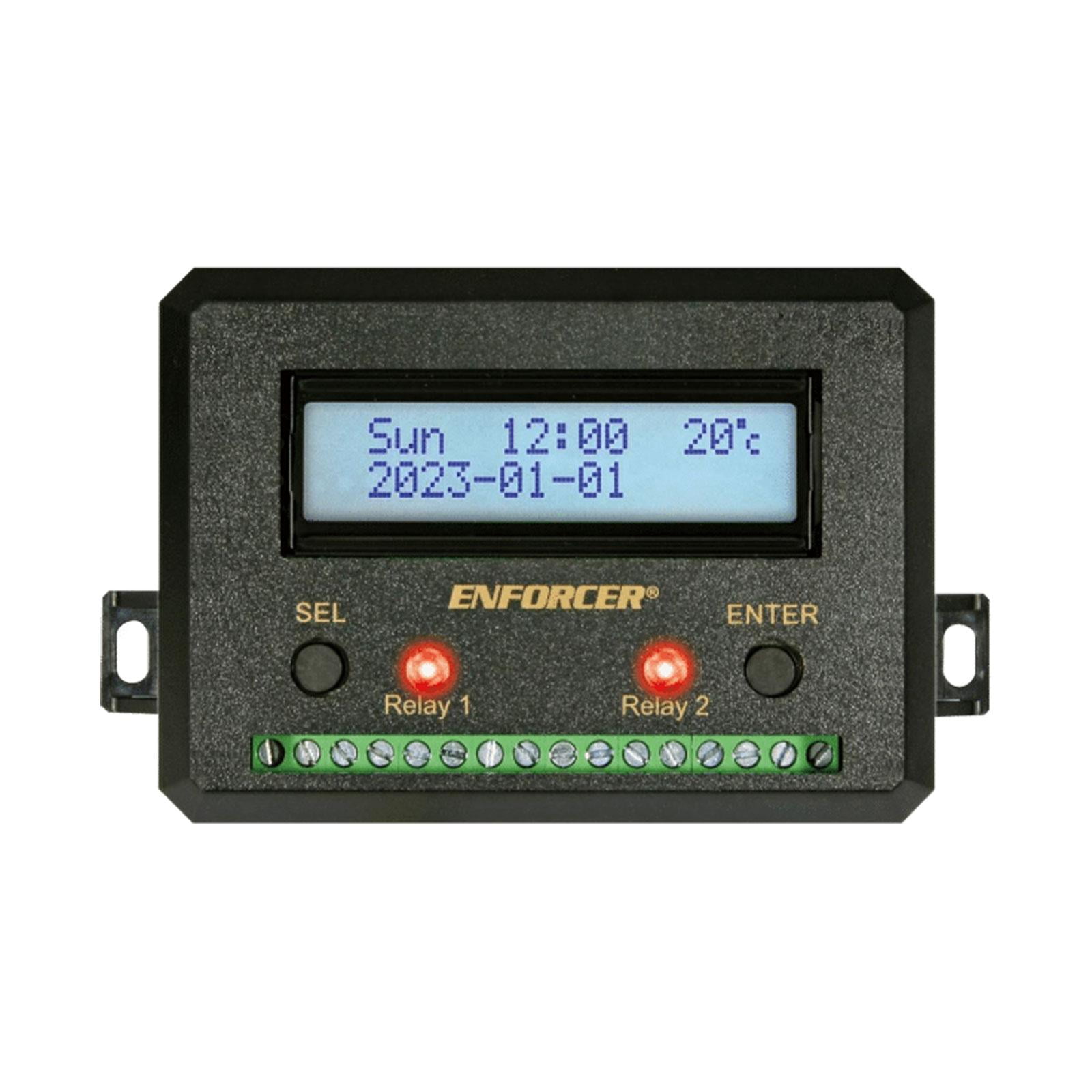 Black Programmable Annual Timer with LCD Display and Dual Relays