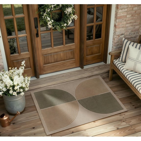 Enfys Rainbow Easy Jute Rug  2x3 Entryway Indoor Outdoor Front Door Mat Farmhouse Neutral Non Slip Shedding Washable Kitchen Mats For Floor Foyer