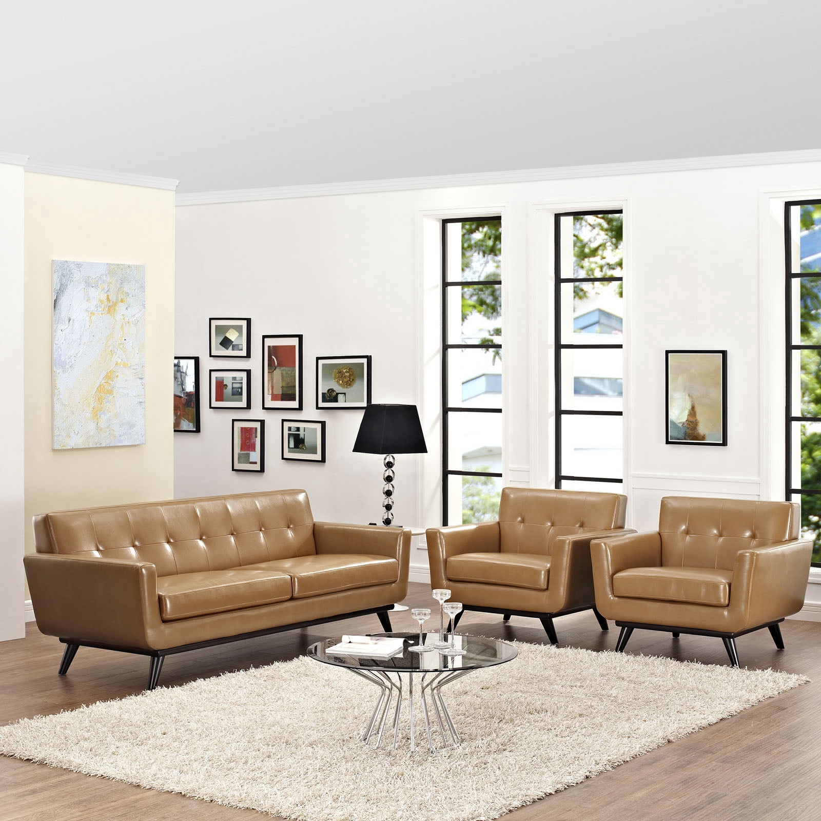 Engage 3 Piece Leather Living Room Set - Walmart.com