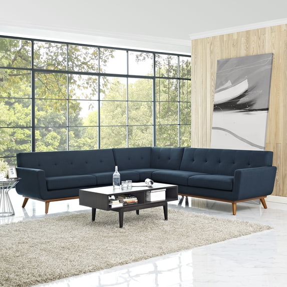 Modway Engage L-Shaped Upholstered Fabric Sectional Sofa in Expectation Gray
