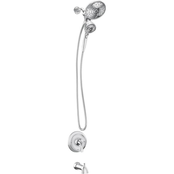 Engage Magnetix Chrome Multi-Function Handshower and Rainfall Shower Head Trim Combo with Shower Handle, Tub Spout, Metal Hose and Valve, 82304