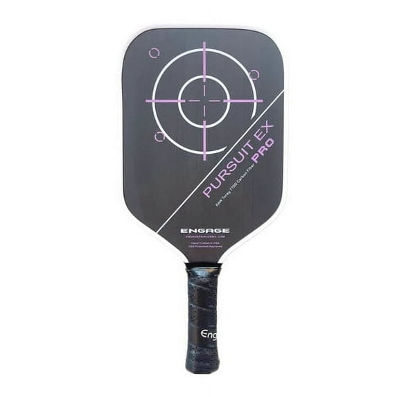 Engage Pursuit Pro EX Carbon Fiber Pickleball Paddle – Standard Shape with 13mm Control Pro Black Core, Raw Surface for Spin, Vortex Barrier Edge for Stability and Sweet Spot Expansion