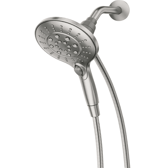 Engage Spot Resist Brushed Nickel Six-Function 5.5-Inch Removable Handheld Showerhead with Magnetic Docking System