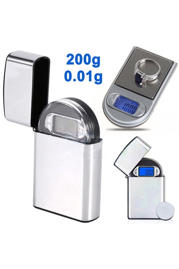 High Precision Mini Lighter Style Gem Scale, Stainless Steel, 2.8 oz, Silver