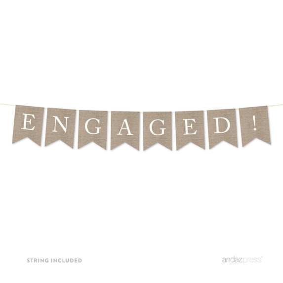 Engaged Burlap Wedding Pennant Party Banner