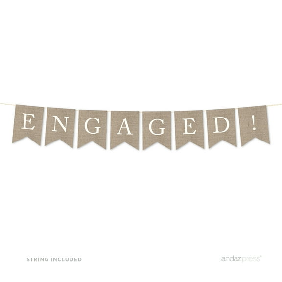 Engaged Burlap Wedding Pennant Party Banner