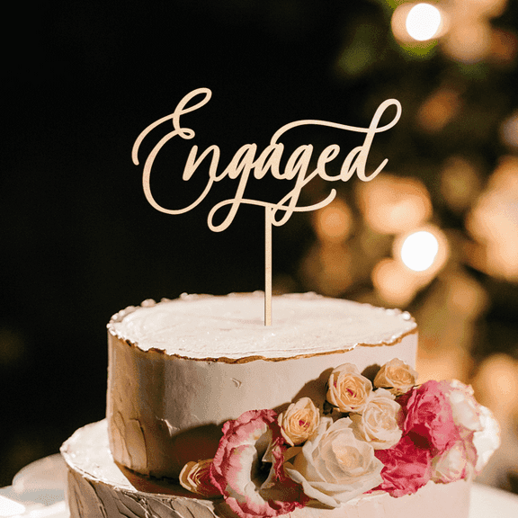 Engaged Cake Topper Wedding Cake Topper in Wood