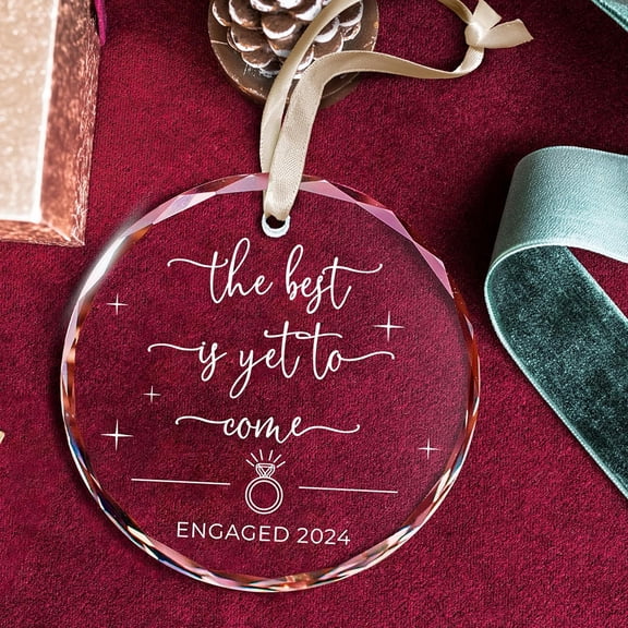 Engaged Couples - Happy Engagement Gifts for Her, Bride, Bride to Be, Friends - Just Engaged Gifts for Her - Engagement Gift - Glass Engagement Ornament