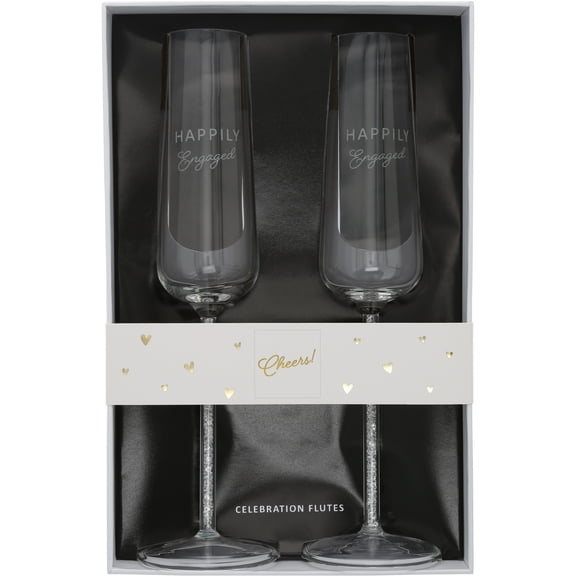 Engaged - Gift Boxed 7 oz Glass Toasting Flute Set