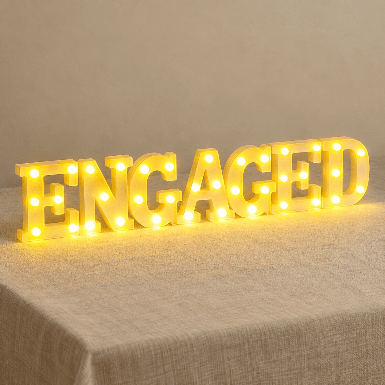 Led Neon Sign Lettering Engaged Light Up LED Neon Marquee Letter Sign for Wedding and ...