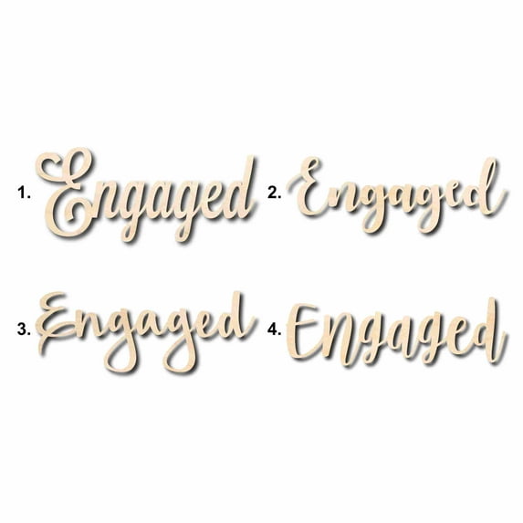 Engaged Sign Unfinished Wood Cutout Home Decor DIY Option 2- 20" Wide / 1/2"