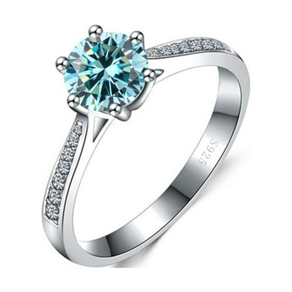 Engagement Anniversary Wedding Rings for Women 1 ct D Color VVS1 Moissanite Rings 925 Sterling Silver Yellow/Blue/Green Diamond Ring for Girlfriend Mother with Certificate