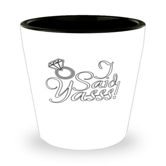 Engagement Celebration Shot Glass 'I Said Yasss!', Unique Bachelorette Party Accessory, Mini 1.5oz Glassware, Perfect Toasting Gift
