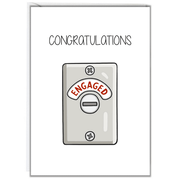 Engagement Congratulations Card  Fun "ENGAGED" Light Switch Design  Perfect for Newly Engaged Couples  Envelope Included, Blank Inside