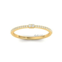 Engagement Diamond Ring, 14K Yellow Gold Plated Delicate Wedding Band for Women