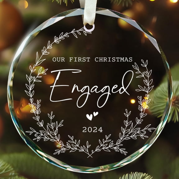 Engagement Gifts for Couples - Gifts for Newly Engaged Couples - Happy Engagement Ornaments for Her, Bride to Be - Just Engaged Ornaments for Her, Friends - Glass Ornament