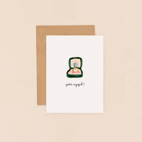 Engagement Greeting Card  Cute Ring Box Design  "You're Engaged!" Message  Perfect for Newly Engaged Couples  Includes Envelope, Blank Inside