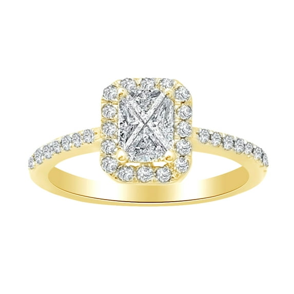 AFFY Engagement Halo Style Ring 0.5 Cttw Round Cut White Natural Diamond