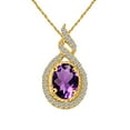 thumbnail image 1 of Engagement Necklace for Women 1.42 Carat Oval Shape Amethyst Gemstone And Diamond Women's Pendant Prong-Setting 10K White & Yellow Gold With 18'' Box Chain|Silver Chain, 1 of 3