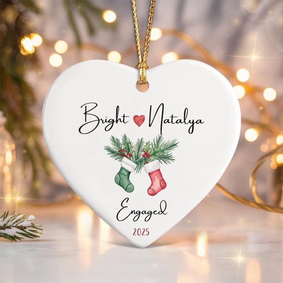 Engagement Ornament 2025, Personalized Engaged Ornament, Engagement Christmas Ornament 2025, Gift for Engaged Couple