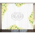 thumbnail image 1 of Ambesonne Wedding Curtains 2 Panel Set, Roses and Leaves, 108" x 63", Yellow and Green, 1 of 3