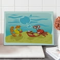 thumbnail image 1 of Engagement Party Cutting Board, Under the Sea Cartoon Fish and Crab with Sand Pearl Proposing, Decorative Tempered Glass Cutting and Serving Board, Large Size, Yellow Red and Blue, by Ambesonne, 1 of 1