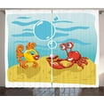 thumbnail image 1 of Ambesonne Cartoon Curtains 2 Panel Set, Fish Crab Cartoon, 108" x 90", Yellow Red and Blue, 1 of 3